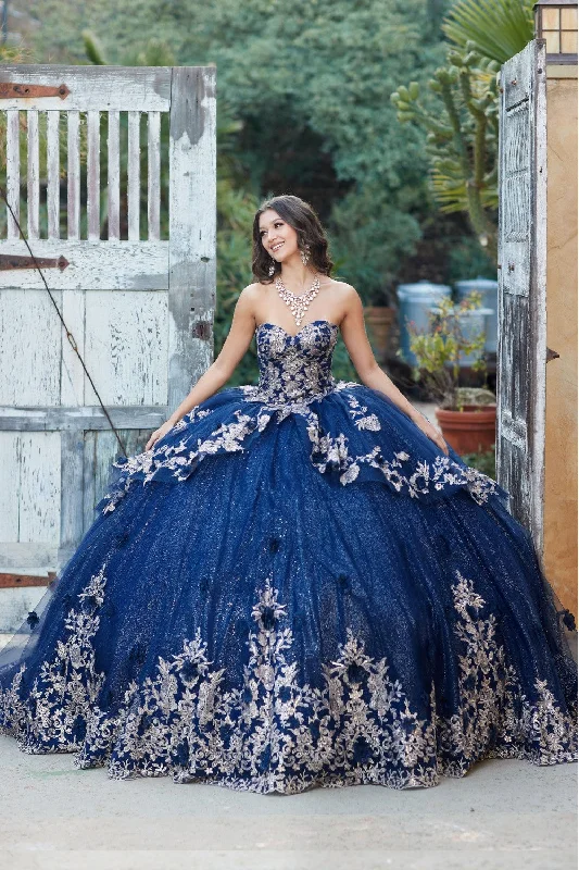 Evening dress for upscale event-Embroidered Strapless Layered Ball Gown by Petite Adele PQ1051