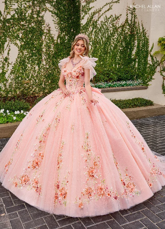 Evening dress for dazzling affair-Floral Sleeveless Quinceanera Dress by Rachel Allan RQ3132