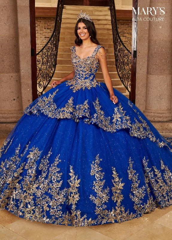 Evening dress with subtle details-Gold Applique Quinceanera Dress by Alta Couture MQ3079