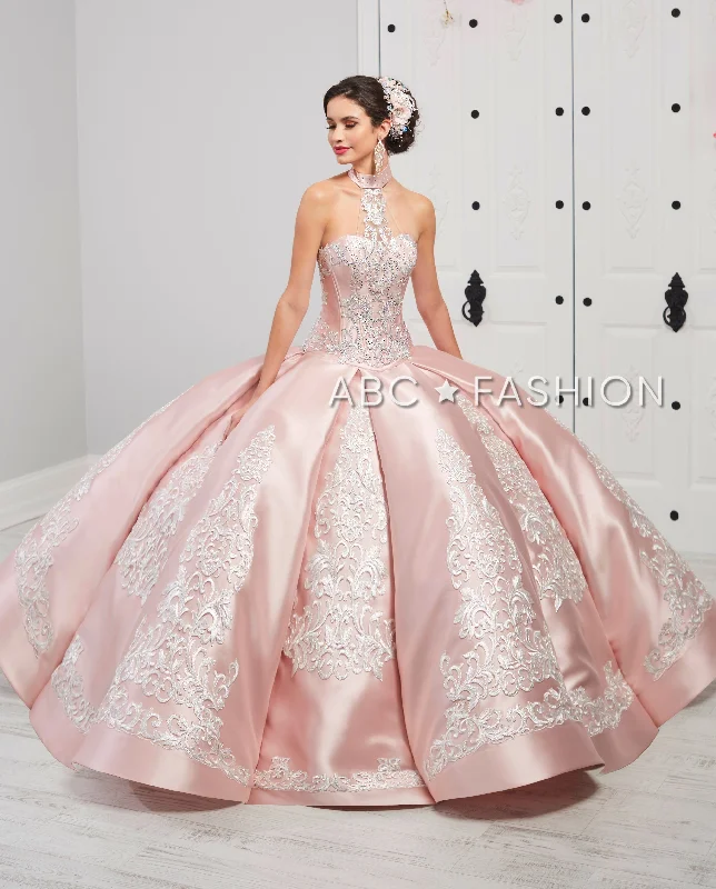 Evening dress for exclusive wedding-Embroidered Halter Quinceanera Dress by LA Glitter 24057