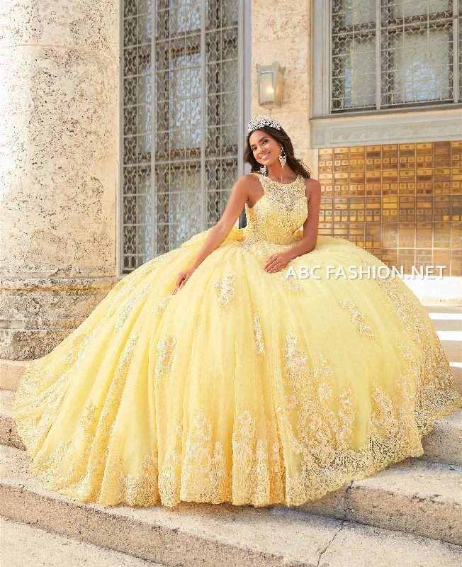 Elegant evening dress for formal gathering-Halter Quinceanera Dress with Train by House of Wu 26032T