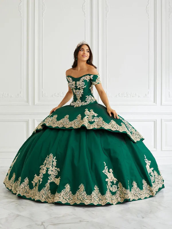 Evening dress with elegant neckline-High Low Quinceanera Dress by LA Glitter 24094