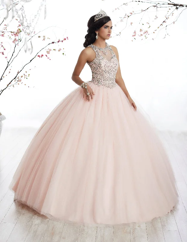 Long-sleeve evening dress for winter-Illusion A-line Quinceanera Dress by Fiesta Gowns 56327