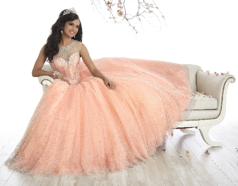 Sophisticated evening dress with rhinestones-Illusion A-line Quinceanera Dress by House of Wu 26866