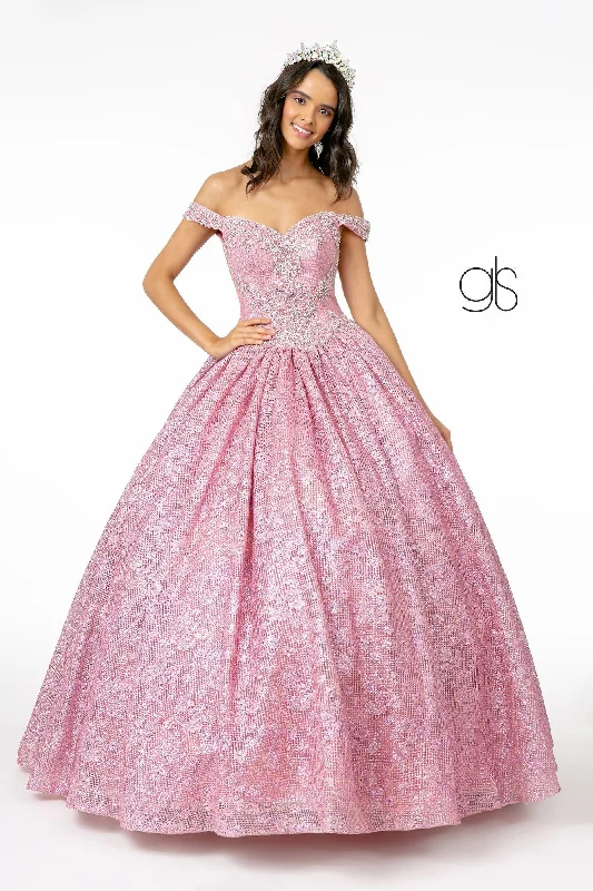 Evening dress for contemporary event-Jeweled Off the Shoulder Ball Gown by Elizabeth K GL1821