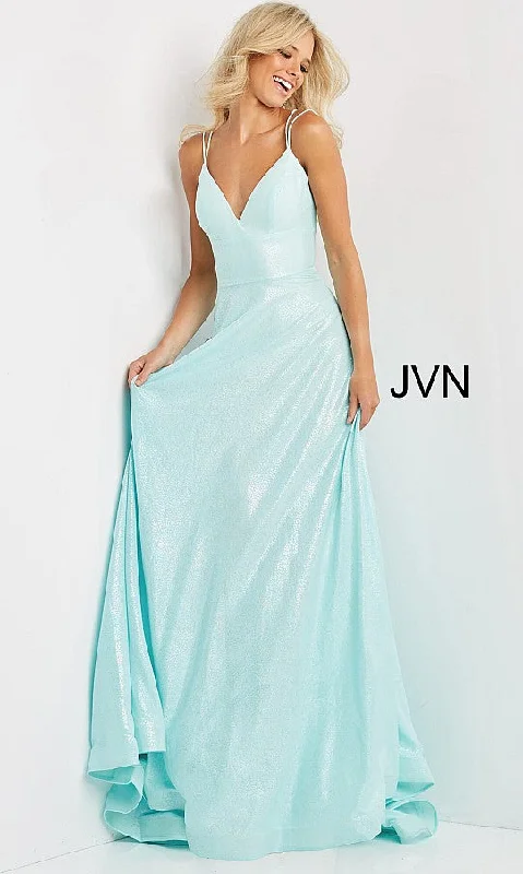 High-fashion evening dress for VIP event-JVN by Jovani Corset-Back Long Pink Prom Gown