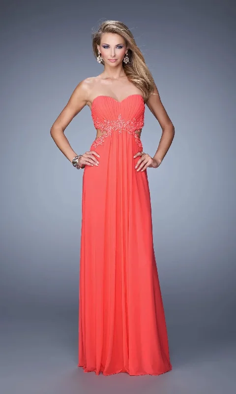 Off-shoulder evening dress with lace-Long La Femme Gown 20826