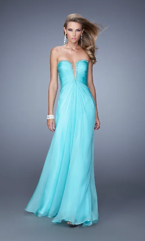 High-slit evening dress with sophisticated look-Long La Femme Gown 20930