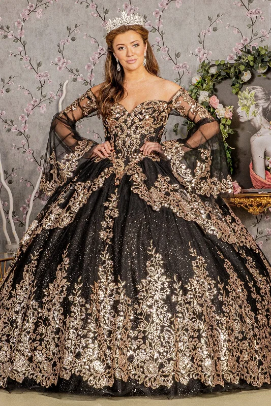 Evening dress for grand banquet-Long Sleeve Off Shoulder Ball Gown by Elizabeth K GL3184