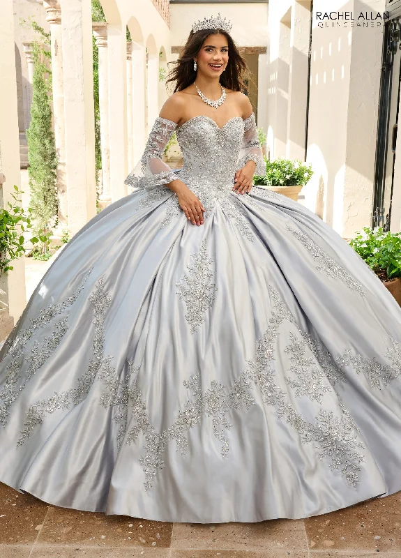 Evening dress with luxurious embellishments-Long Sleeve Quinceanera Dress by Rachel Allan RQ2217