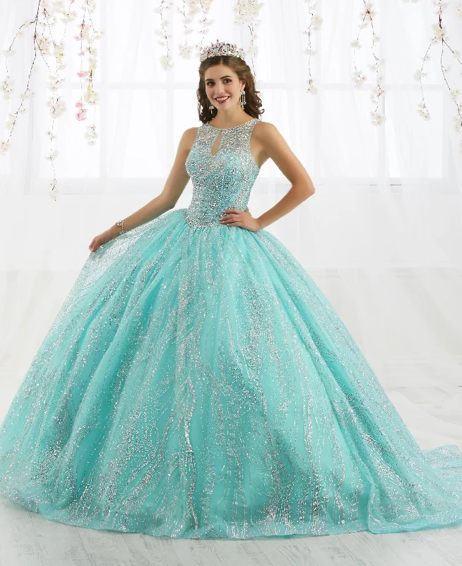 Evening dress for anniversary celebration-Metallic Beaded Sleeveless Quinceanera Dress by House of Wu 26915