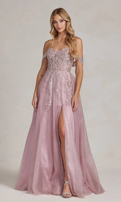 Evening dress for elegant evening-Off-the-Shoulder Rose Pink Sheer-Corset Ball Gown