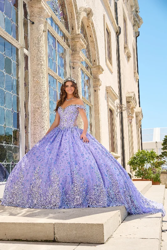 Evening dress for luxurious gathering-Off Shoulder Fringe Quinceanera Dress by Amarra 54220