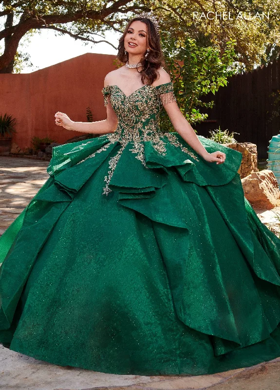 Evening dress for exceptional event-Off Shoulder Layered Quinceanera Dress by Rachel Allan RQ1117