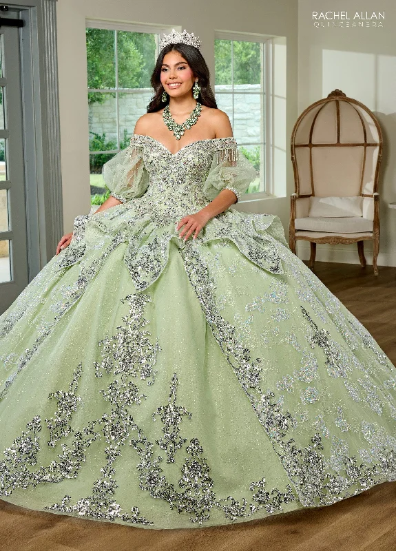 Evening dress for memorable function-Applique Puff Sleeve Quinceanera Dress by Rachel Allan RQ3128