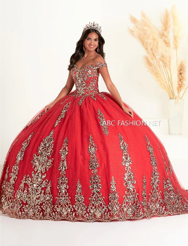 Evening dress with rhinestone accents-Off Shoulder Quinceanera Dress by Fiesta Gowns 56455