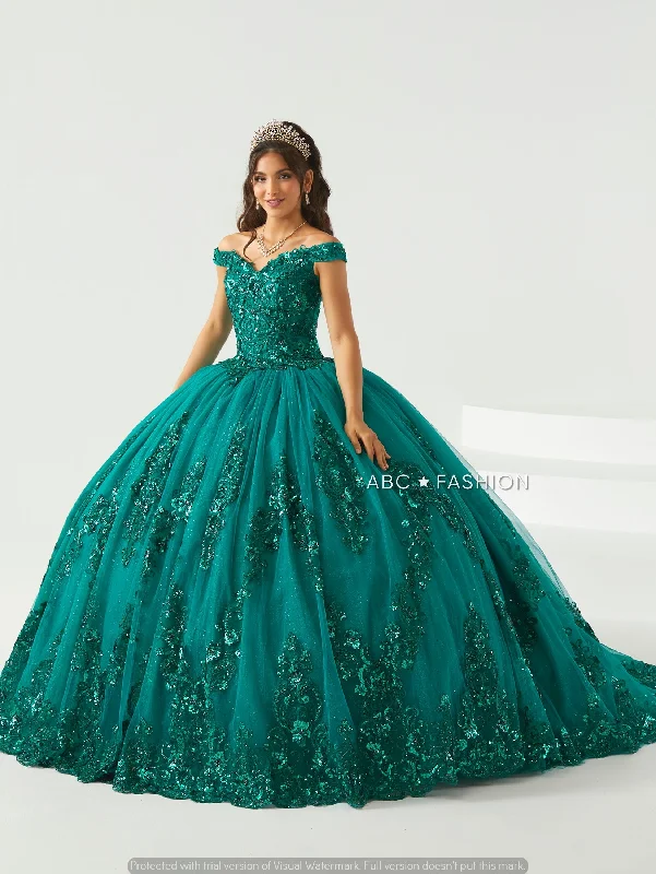 Evening dress with unique lace trim-Off Shoulder Quinceanera Dress by House of Wu 26002