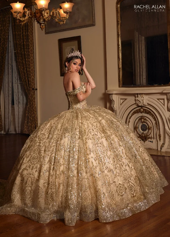 Evening dress with gorgeous detailing-Off Shoulder Quinceanera Dress by Rachel Allan RQ2212