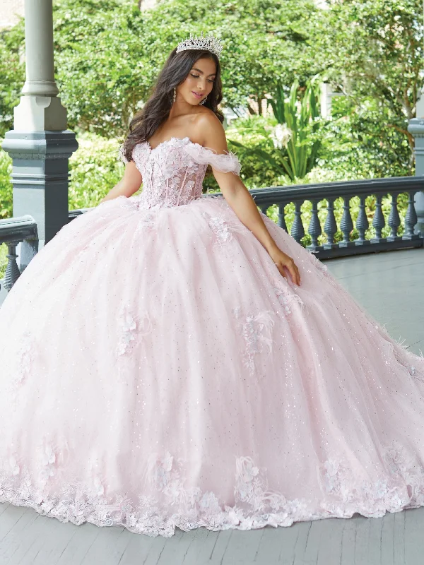 Evening dress for high-end event-Off Shoulder Sheer Corset Quinceanera Dress by House of Wu 26047