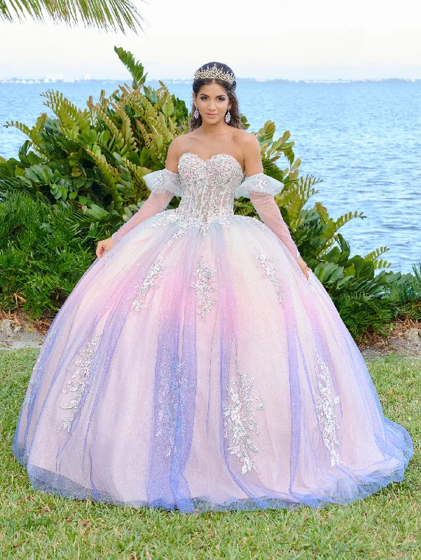 Evening dress with ornate fabric-Ombre Sheer Corset Quinceanera Dress by Fiesta Gowns 56499