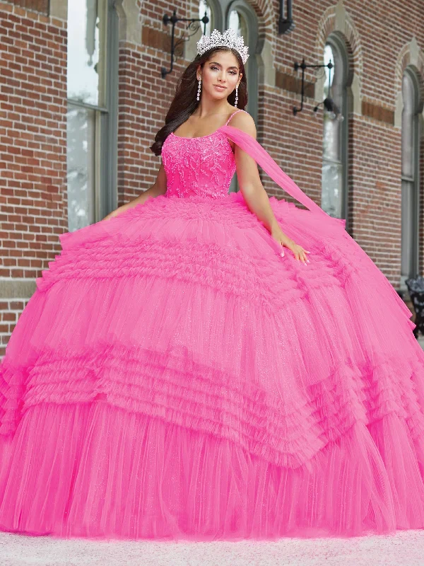 Evening dress for cocktail celebration-Pleated Ruffle Tulle Quinceanera Dress by House of Wu 26041