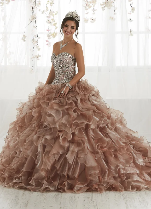 Evening dress with sheer sleeves-Ruffled Strapless Quinceanera Dress by House of Wu 26924