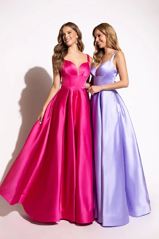 Evening dress for fashionable event-Satin Sleeveless A-line Gown by Lucci Lu 1259