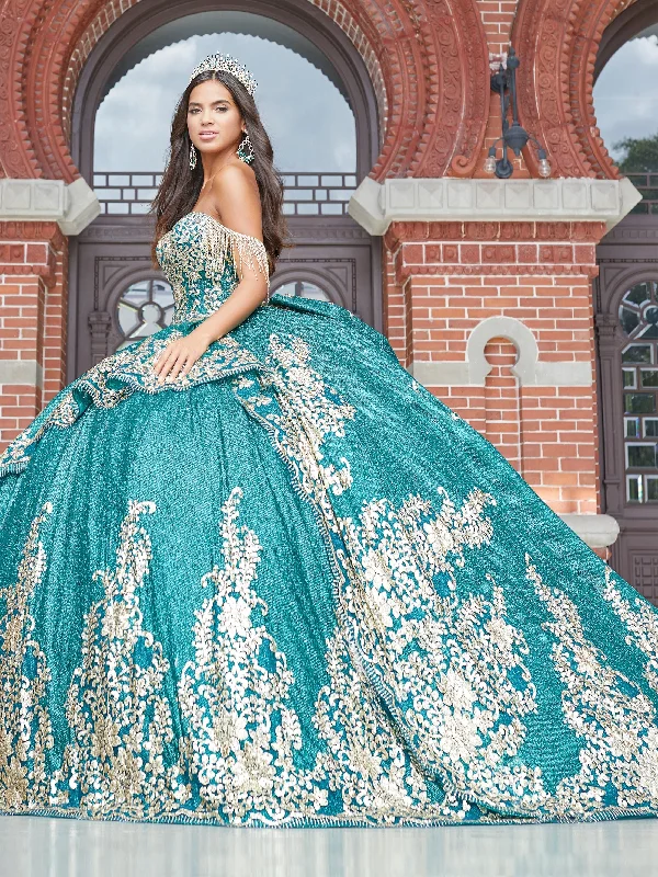 Evening dress for luxurious gala-Sequin Applique Quinceanera Dress by House of Wu 26053