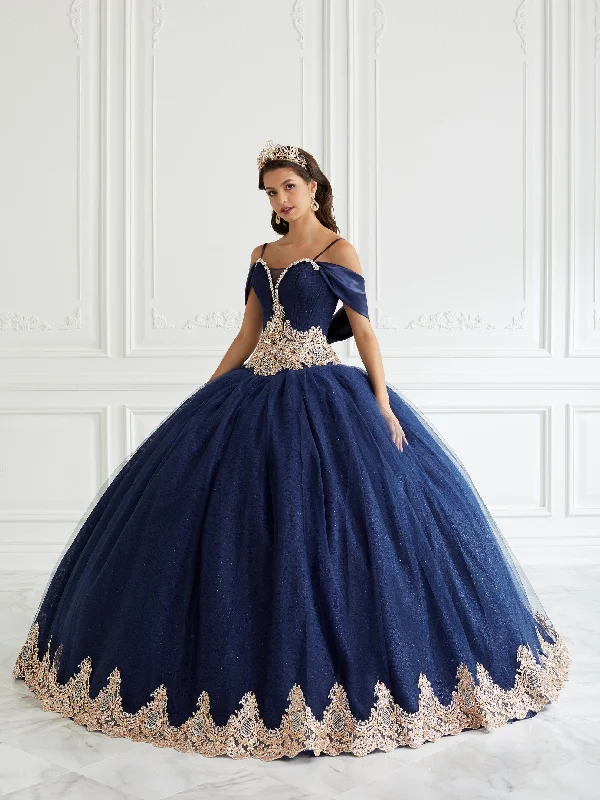 Evening dress for celebrity-inspired event-Shawl Lace Quinceanera Dress by LA Glitter 24095