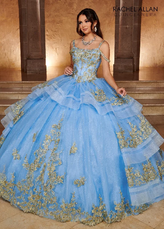 Sophisticated evening dress with rhinestones-Sleeveless Layered Quinceanera Dress by Rachel Allan RQ2169