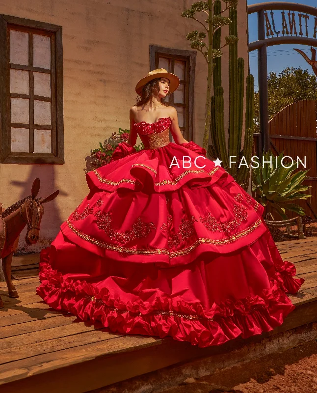 Affordable evening dress for party-Strapless Charro Quinceanera Dress by Ragazza MV53-153