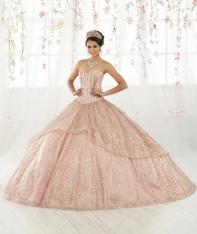 Evening dress for summer wedding-Strapless Glitter Quinceanera Dress by House of Wu 26923