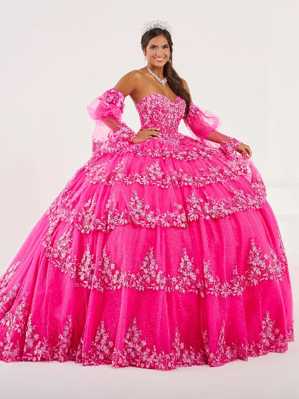 Evening dress for sophisticated gathering-Strapless Puff Sleeve Quinceanera Dress by Fiesta Gowns 56497