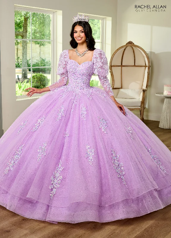 Evening dress for extravagant celebration-Strapless Puff Sleeve Quinceanera Dress by Rachel Allan RQ1131