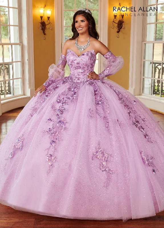 Evening dress for sophisticated wedding-Strapless Puff Sleeve Quinceanera Dress by Rachel Allan RQ2168