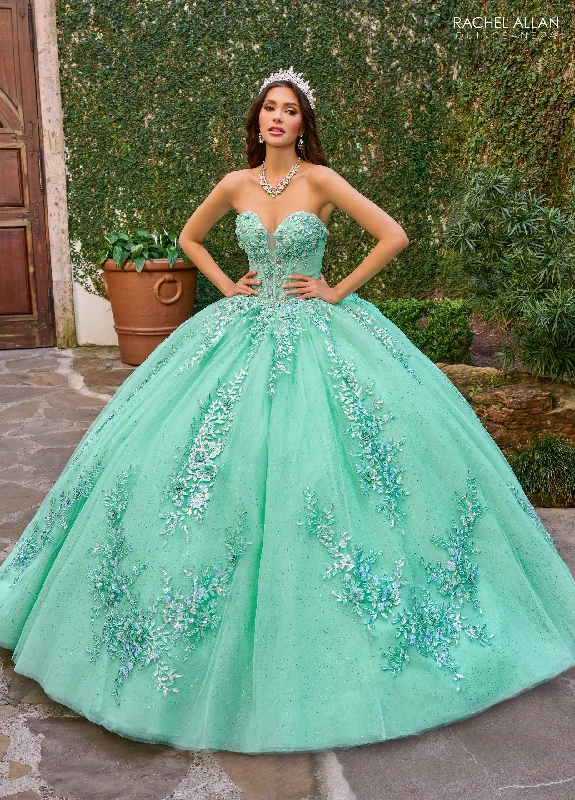 Evening dress for summer wedding-Strapless Quinceanera Dress by Rachel Allan RQ1148