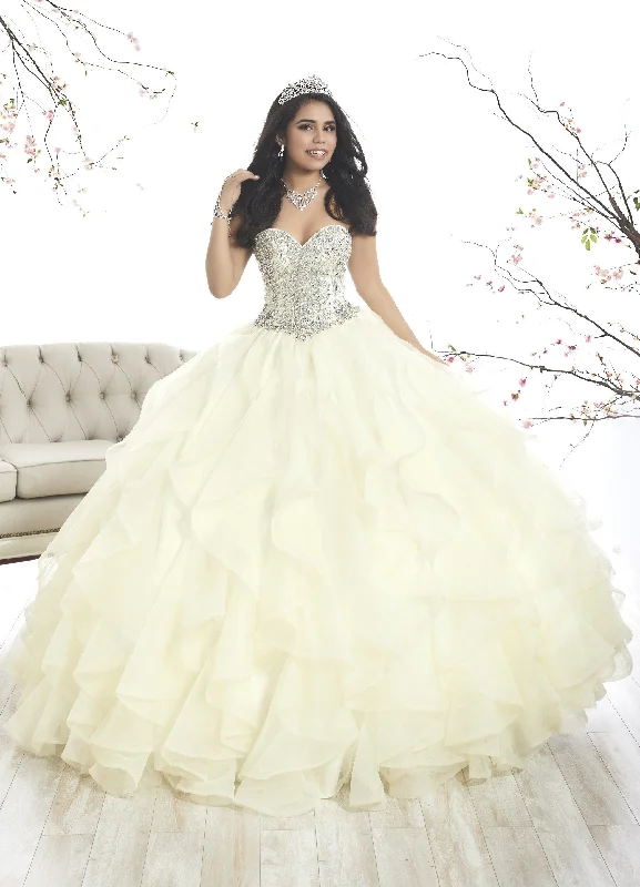 Evening dress with chiffon overlay-Strapless Ruffled Quinceanera Dress by House of Wu 26870