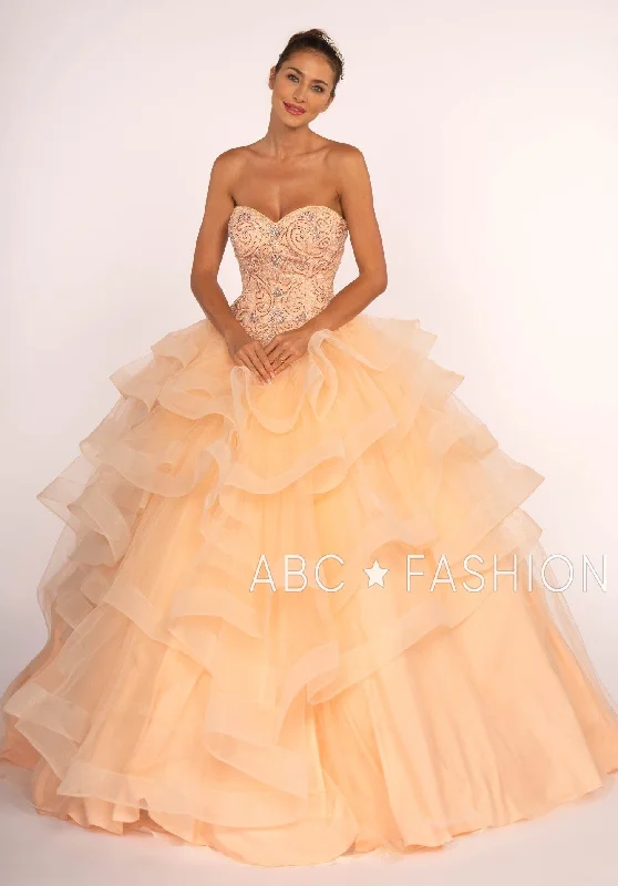 Evening dress for outdoor wedding-Strapless Sweetheart Ball Gown with Ruffled Skirt by Elizabeth K GL2515