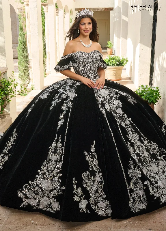 Evening dress with soft draping-Velvet Charro Quinceanera Dress by Rachel Allan RQ5011