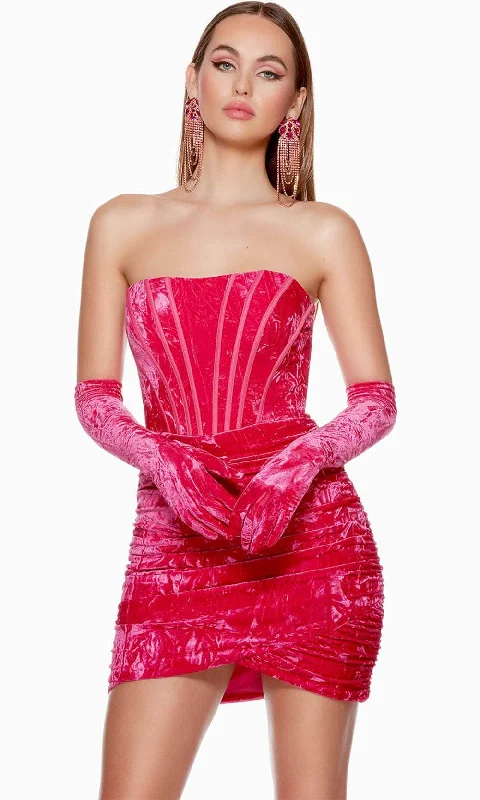 Alyce Paris 4692 - Strapless Ruched Velvet Homecoming Dress