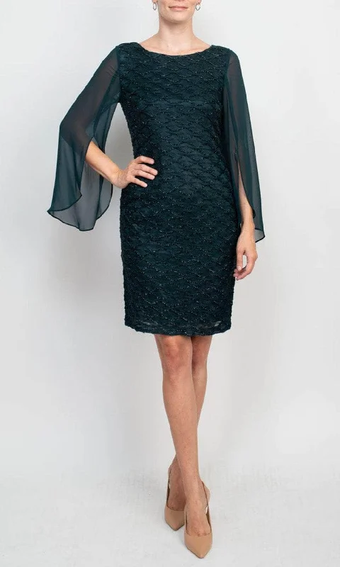 Connected Apparel TKH40606M1 - Split Sleeve Fitted Formal Dress