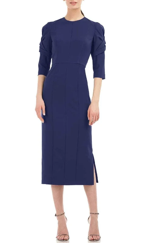 Kay Unger 5518804 - Quarter Sleeve Tea-Length Crepe Dress