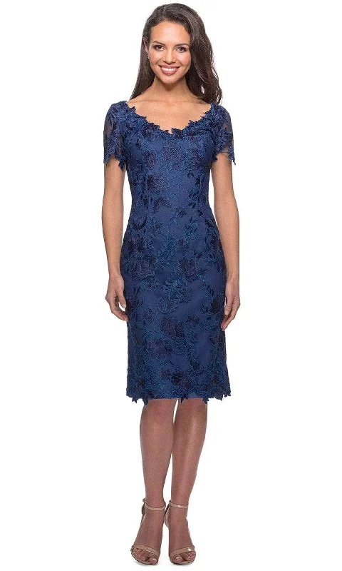 La Femme 25522SC - Short Sleeve Lace Cocktail Dress