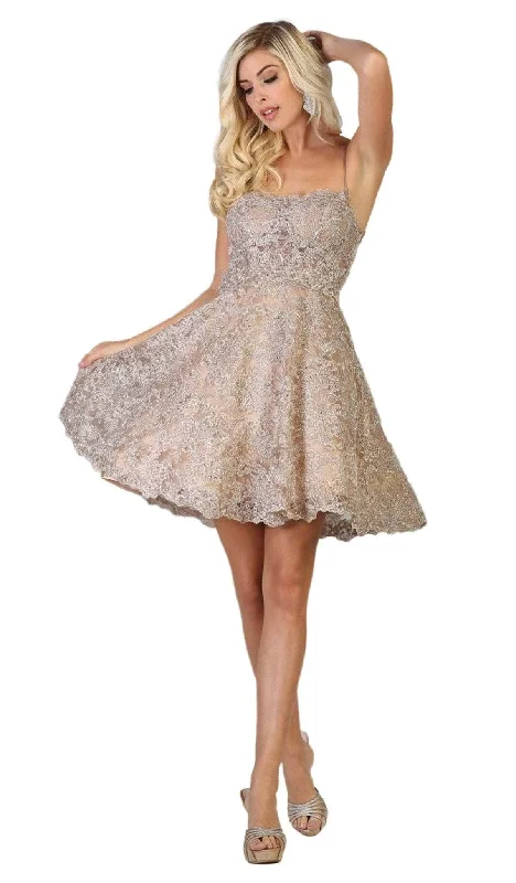 May Queen RQ7760 - Sleeveless Floral Lace Cocktail Dress