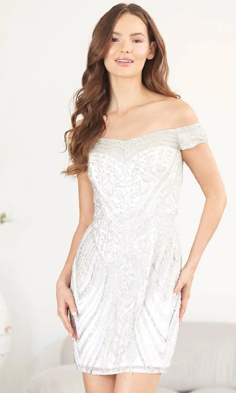 SCALA 60512 - Off Shoulder Ornate Cocktail Dress